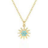 S925 Silver Turquoise Sunflower Necklace