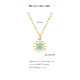 S925 Silver Turquoise Sunflower Necklace