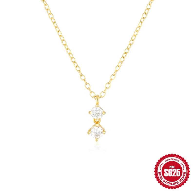 925 Silver Stone Pendant Necklaces for Women Wedding Jewelry