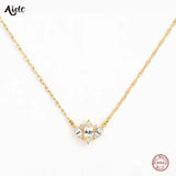 Horse Eyes Zircon Chain 925 Sterling Silver Collar Bone Necklace For Women