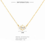Horse Eyes Zircon Chain 925 Sterling Silver Collar Bone Necklace For Women