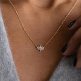 Horse Eyes Zircon Chain 925 Sterling Silver Collar Bone Necklace For Women