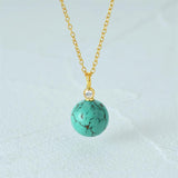 S925 Silver Necklace Turquoise Zircon Pendant Chain
