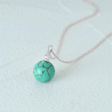 S925 Silver Necklace Turquoise Zircon Pendant Chain