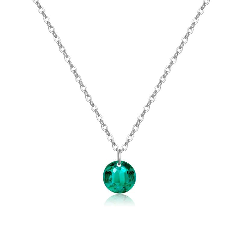 925 Silver Mint Green CZ Charm Pendant Necklace Crystal Hollow Fine Jewelry
