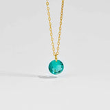 925 Silver Mint Green CZ Charm Pendant Necklace Crystal Hollow Fine Jewelry