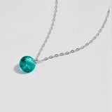 925 Silver Mint Green CZ Charm Pendant Necklace Crystal Hollow Fine Jewelry