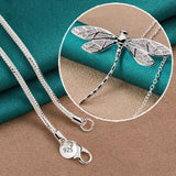 925 Silver Big Dragonfly Pendant Necklace 16-30 Inch Chain Jewelry