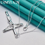 925 Silver Cross Pendant Necklace Chain For Women Wedding Jewelry