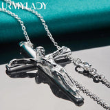 925 Silver Cross Pendant Necklace Chain For Women Wedding Jewelry