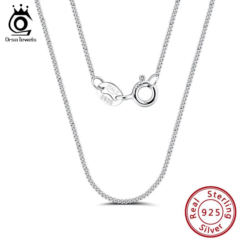 925 Sterling Silver Italian 1mm Side Chain Necklace Dainty Jewelry
