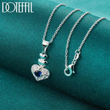 925 Silver Heart Pendant Necklace AAA Zircon Wedding Charm Jewelry