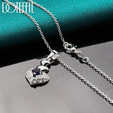 925 Silver Heart Pendant Necklace AAA Zircon Wedding Charm Jewelry