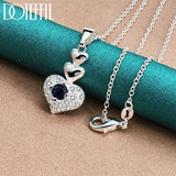 925 Silver Heart Pendant Necklace AAA Zircon Wedding Charm Jewelry