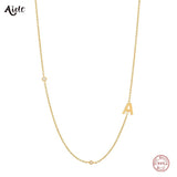 925 Silver Initial Necklace A-Z Name Choker Stackable Necklace