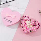 Rose Ring Jewelry Display Soap Flower Storage Case with Bear Doll