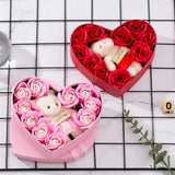 Rose Ring Jewelry Display Soap Flower Storage Case with Bear Doll