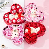 Rose Ring Jewelry Display Soap Flower Storage Case with Bear Doll