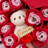 Rose Ring Jewelry Display Soap Flower Storage Case with Bear Doll