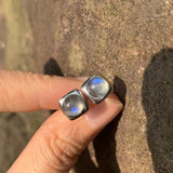 6MM Moonstone Stud Earrings 925 Silver Women's Jewelry Green