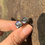 6MM Moonstone Stud Earrings 925 Silver Women's Jewelry Green