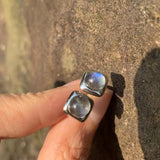 6MM Moonstone Stud Earrings 925 Silver Women's Jewelry Green