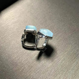 Aquamarine Hoop Earrings 925 Silver Plated Fine Jewelry