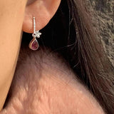Natural Garnet Stud Earrings 925 Sterling Silver Vintage Femme Gift
