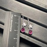 Natural Garnet Stud Earrings 925 Sterling Silver Vintage Femme Gift