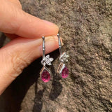 Natural Garnet Stud Earrings 925 Sterling Silver Vintage Femme Gift