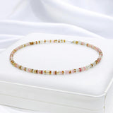 4MM Tourmaline Stone Choker Necklace 925 Sterling Silver Handwork Jewelry