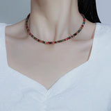 4MM Tourmaline Stone Choker Necklace 925 Sterling Silver Handwork Jewelry