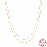 925 Sterling Silver Box Chain Necklace 18K Plated Choker