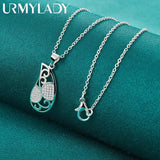 925 Silver Water Drop Necklace 16-30 Inch Pendant Women Wedding Jewelry