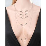 35cm-80cm 925 Sterling Silver Thin Link Box Chain Necklace Women Jewelry