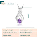 Natural Amethyst Infinity Pendant Necklace 925 Sterling Silver