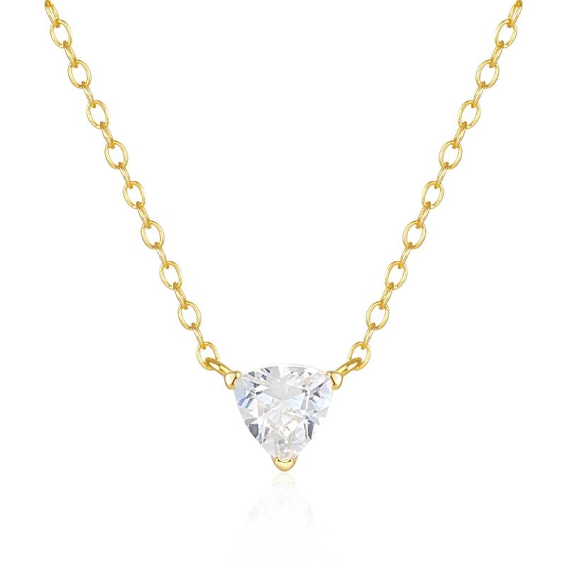 Zircon Necklace Triangle Plata 925 Sterling Silver Pendant Women Jewelry