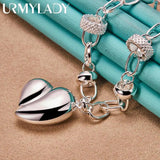 925 Silver Heart Pendant Necklace Women Wedding Party Charm Jewelry
