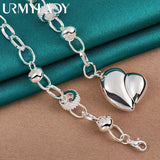 925 Silver Heart Pendant Necklace Women Wedding Party Charm Jewelry