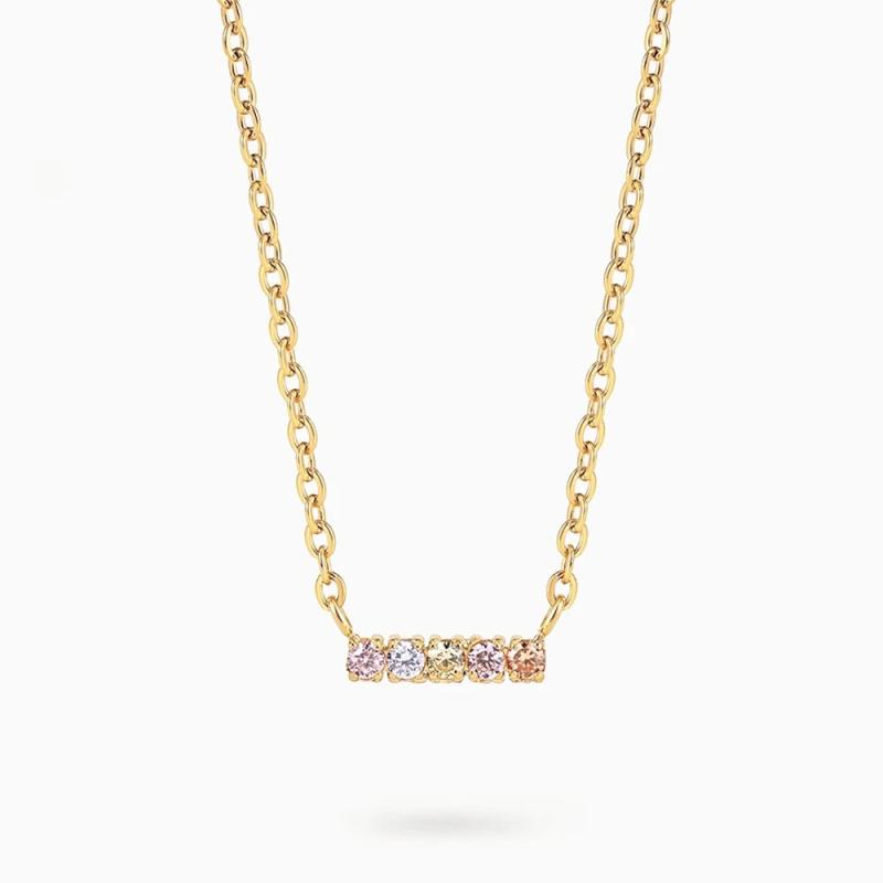 925 Silver Color Stone Pendant Necklace for Women