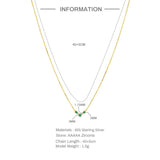 925 Silver Color Stone Pendant Necklace for Women