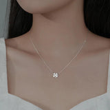 925 Silver Zircon Clover Choker Necklace For Women