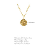 925 Silver Moon Necklace Women Vintage Sun Pendant Choker