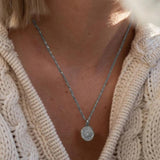 925 Silver Moon Necklace Women Vintage Sun Pendant Choker