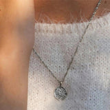 925 Silver Moon Necklace Women Vintage Sun Pendant Choker