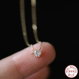925 Silver Necklace 4mm Pendant CZ Zircon Chain for Women Party Wedding Bride