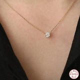 925 Silver Necklace 4mm Pendant CZ Zircon Chain for Women Party Wedding Bride