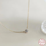925 Silver Necklace 4mm Pendant CZ Zircon Chain for Women Party Wedding Bride