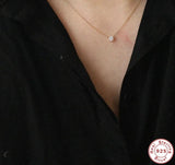 925 Silver Necklace 4mm Pendant CZ Zircon Chain for Women Party Wedding Bride