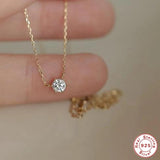 925 Silver Necklace 4mm Pendant CZ Zircon Chain for Women Party Wedding Bride